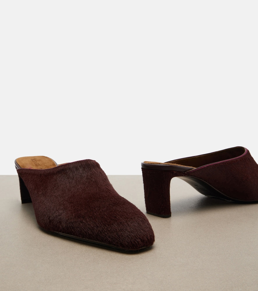Burgundy Khaite Colt calf hair mules - Mid Heel Pumps
