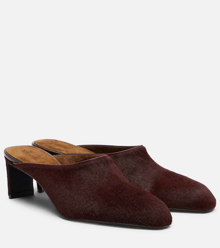 Burgundy Khaite Colt calf hair mules - Mid Heel Pumps