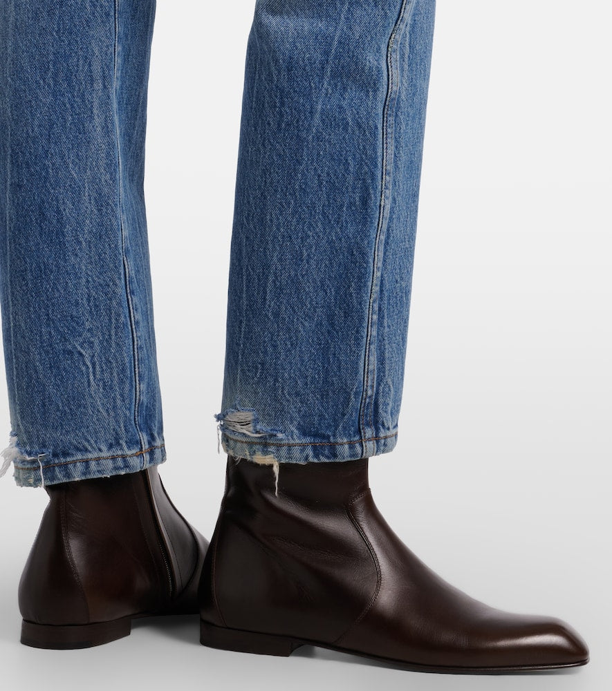 Brown Khaite Colt leather ankle boots - Flat Boots