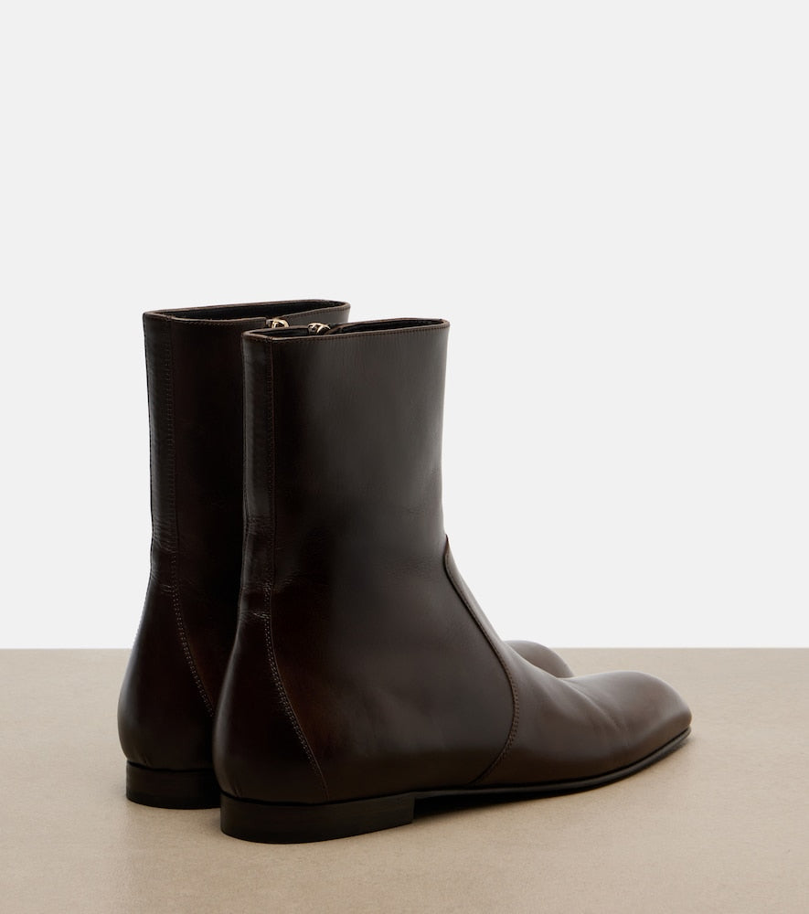 Brown Khaite Colt leather ankle boots - Flat Boots