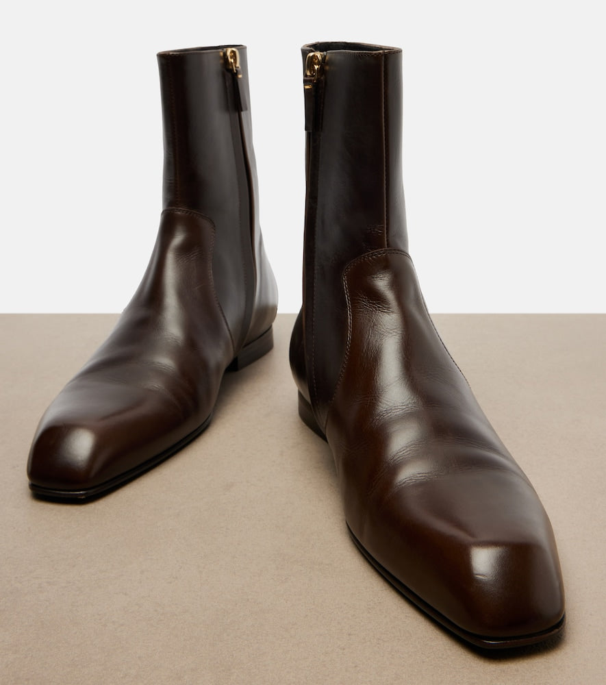 Brown Khaite Colt leather ankle boots - Flat Boots