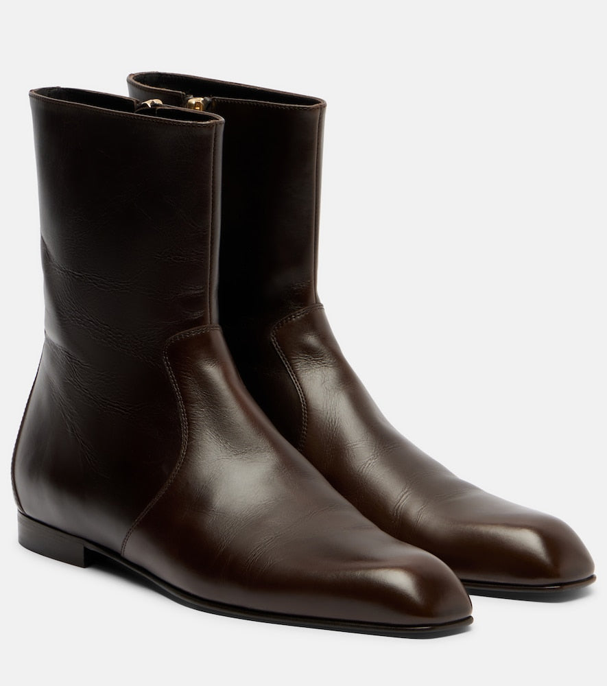 Brown Khaite Colt leather ankle boots - Flat Boots