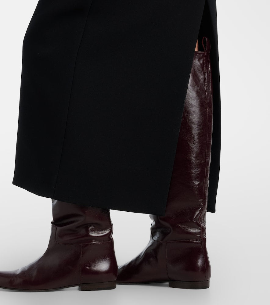 Khaite Colt leather knee-high boots - Burgundy Flat Boots