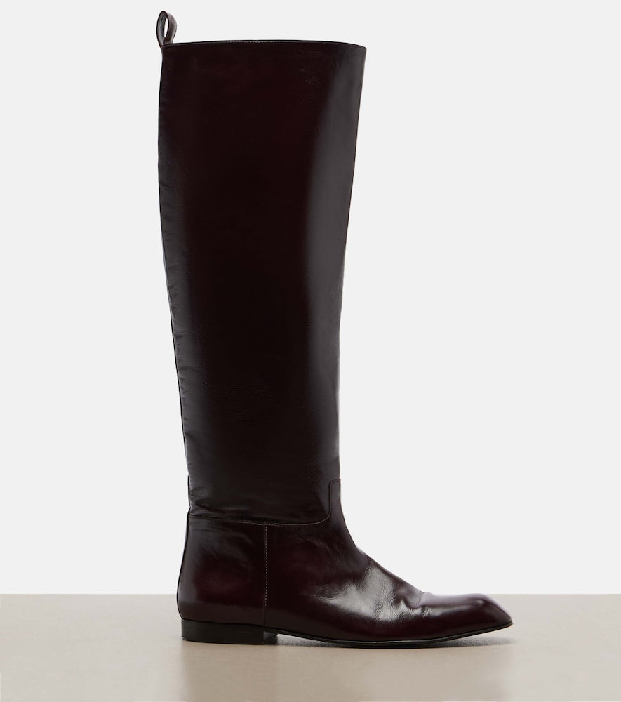 Khaite Colt leather knee-high boots - Burgundy Flat Boots