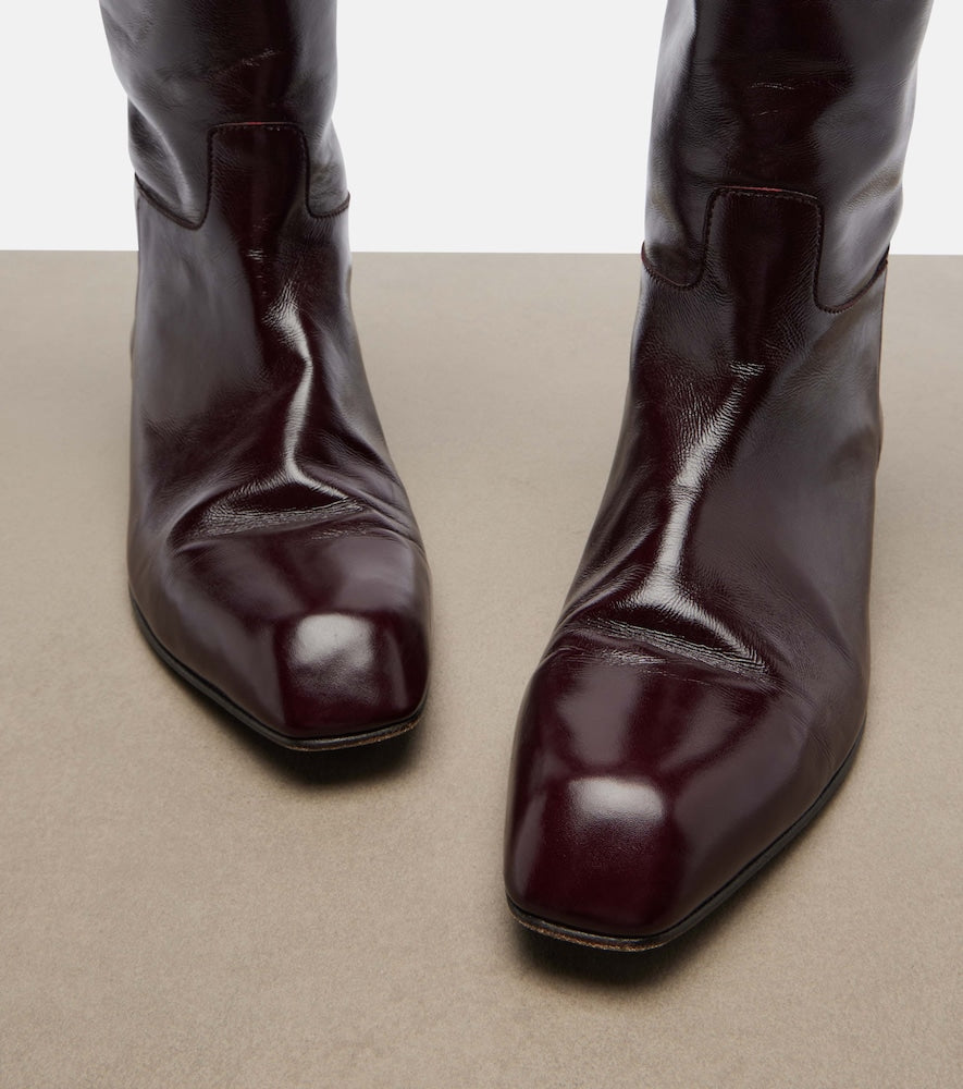 Khaite Colt leather knee-high boots - Burgundy Flat Boots