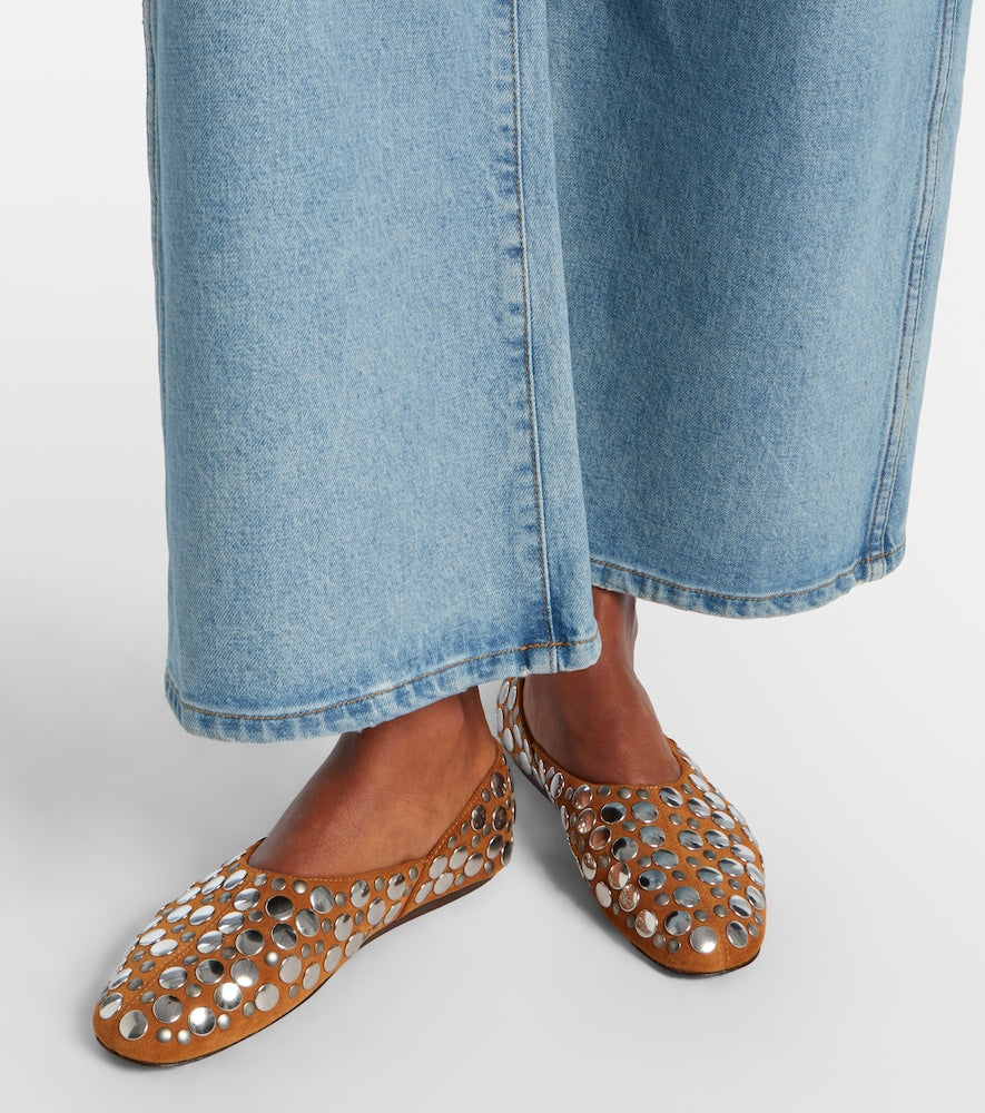 Khaite Jane studded suede ballet flats in Brown - Ballerina Flats