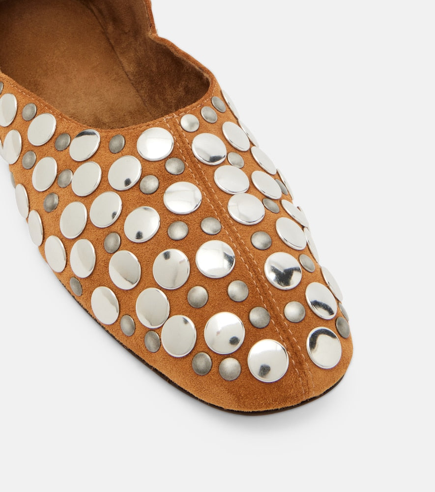 Khaite Jane studded suede ballet flats in Brown - Ballerina Flats