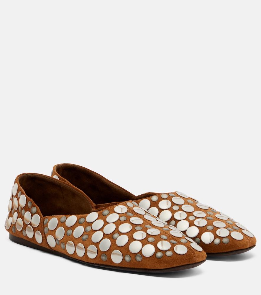 Khaite Jane studded suede ballet flats in Brown - Ballerina Flats