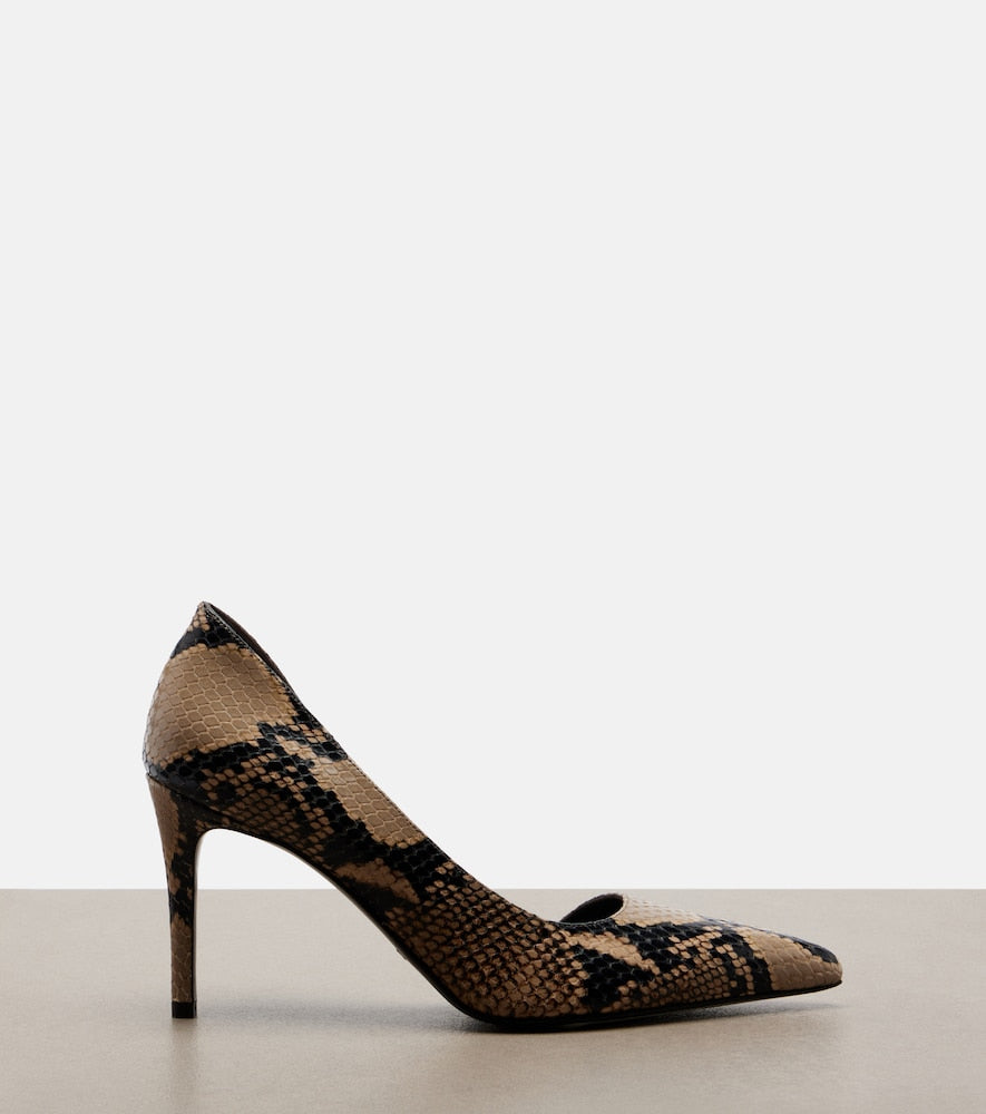 Khaite Jett snake-effect leather d'Orsay pumps - Beige High-Heel Pumps