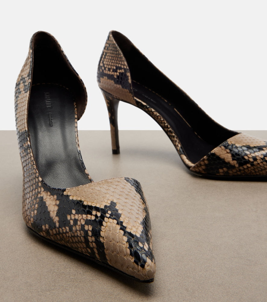 Khaite Jett snake-effect leather d'Orsay pumps - Beige High-Heel Pumps