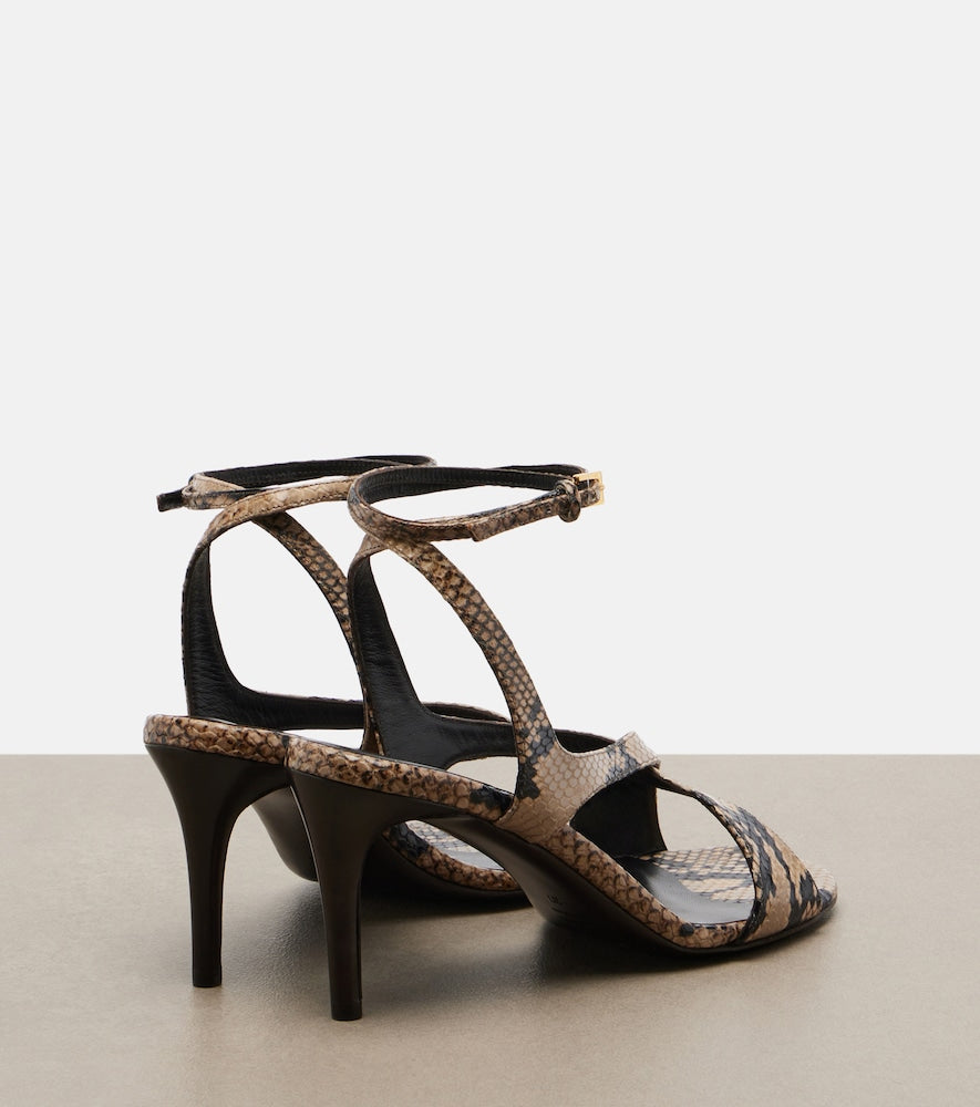 Khaite Liria snake-effect leather sandals (Beige) - Heeled Sandals