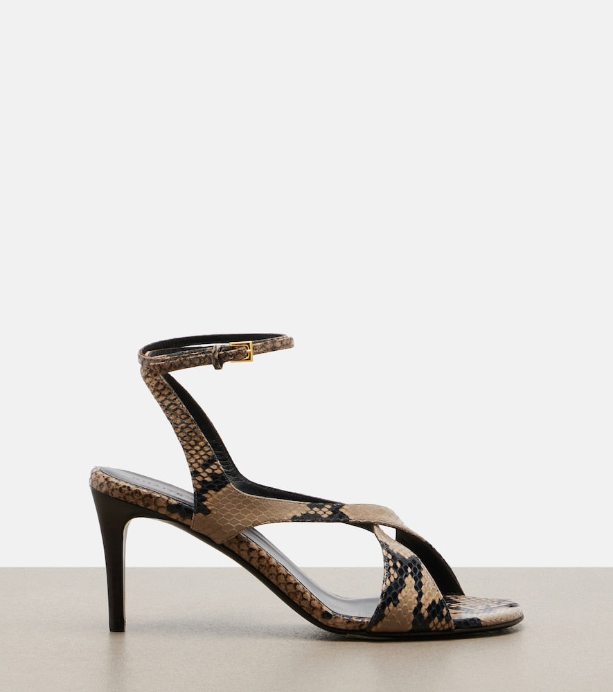 Khaite Liria snake-effect leather sandals (Beige) - Heeled Sandals