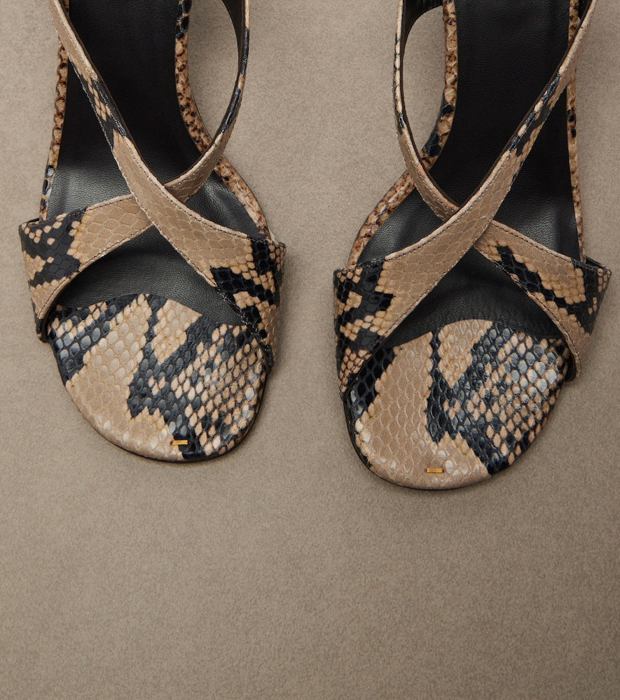 Khaite Liria snake-effect leather sandals (Beige) - Heeled Sandals