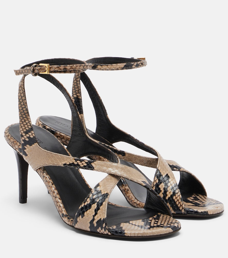 Khaite Liria snake-effect leather sandals (Beige) - Heeled Sandals
