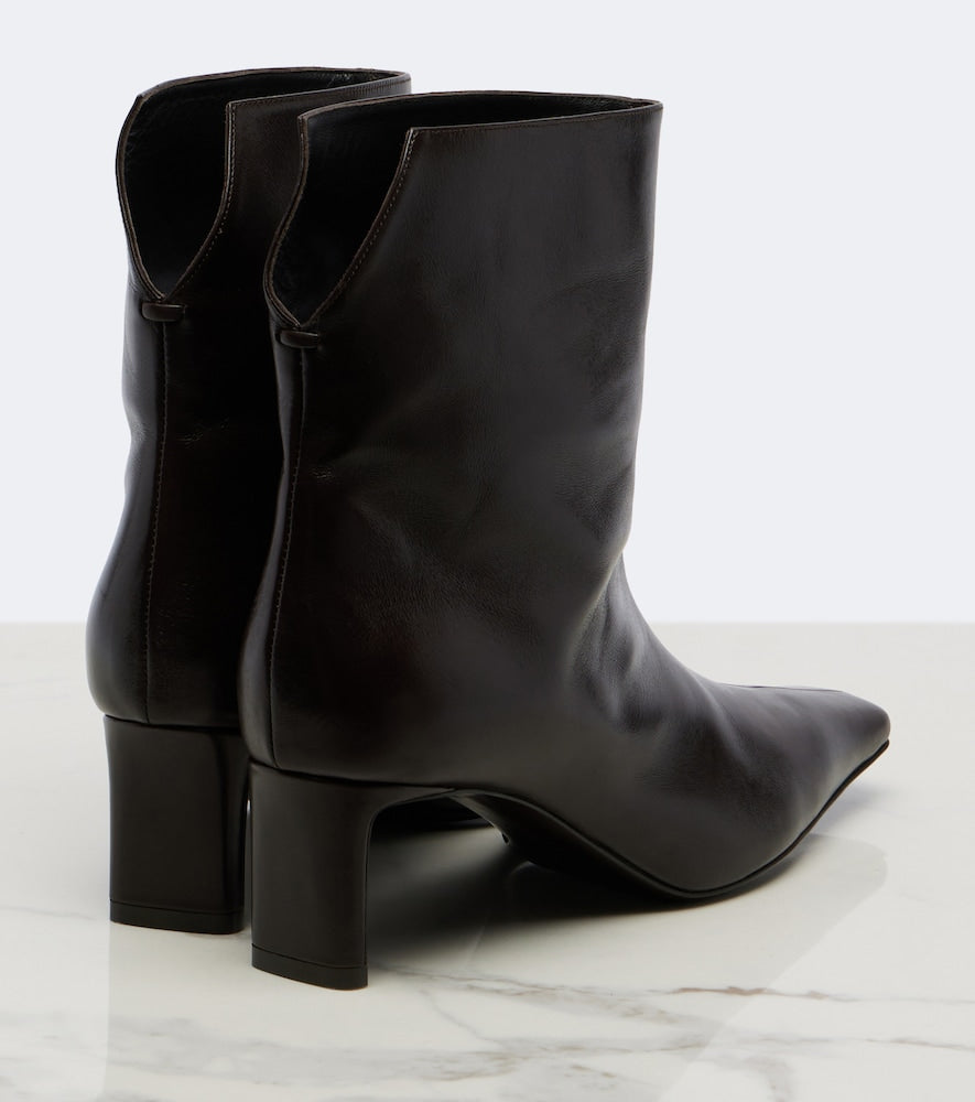 Khaite Ona leather ankle boots - Brown Mid Heels