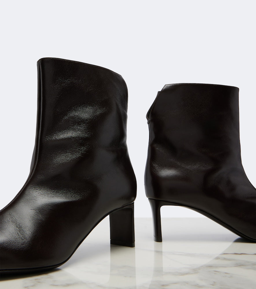 Khaite Ona leather ankle boots - Brown Mid Heels