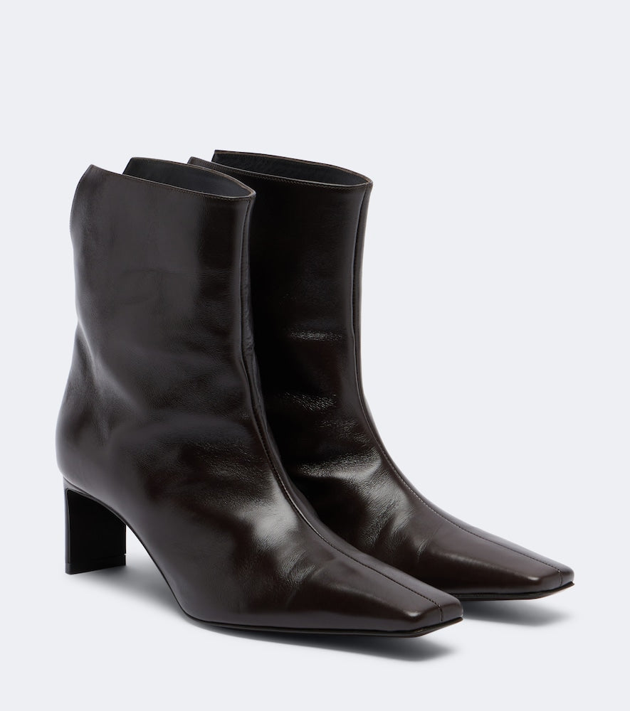 Khaite Ona leather ankle boots - Brown Mid Heels