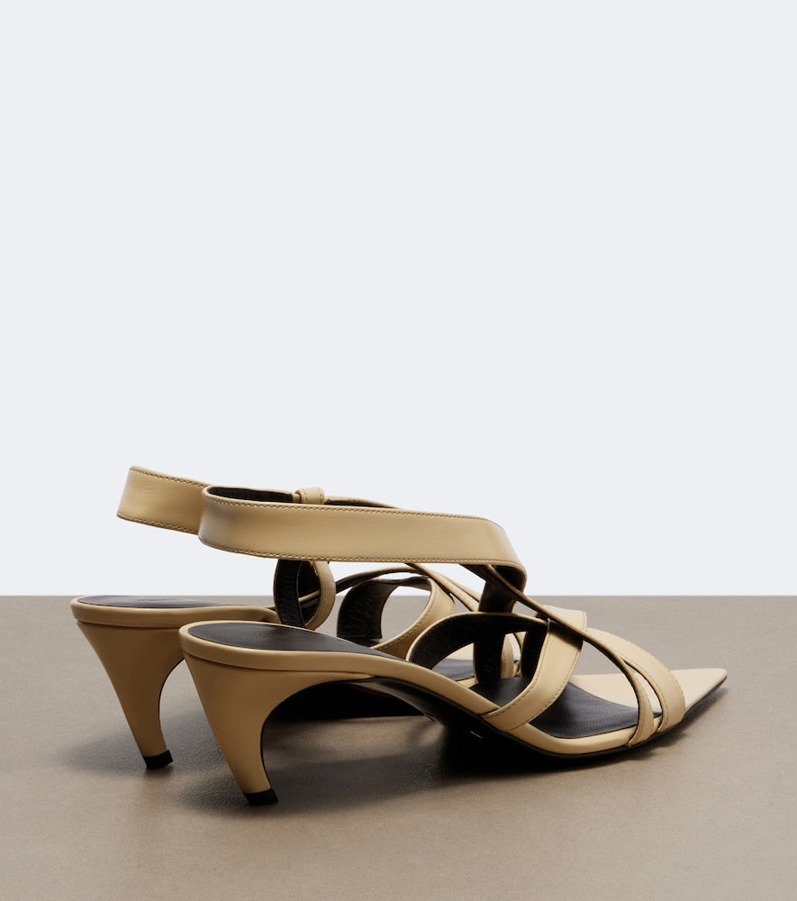 Khaite Sadie leather slingback sandals (Beige) - Mid Heel Pumps