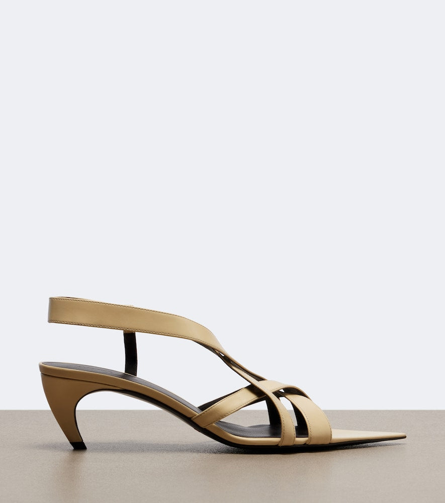 Khaite Sadie leather slingback sandals (Beige) - Mid Heel Pumps