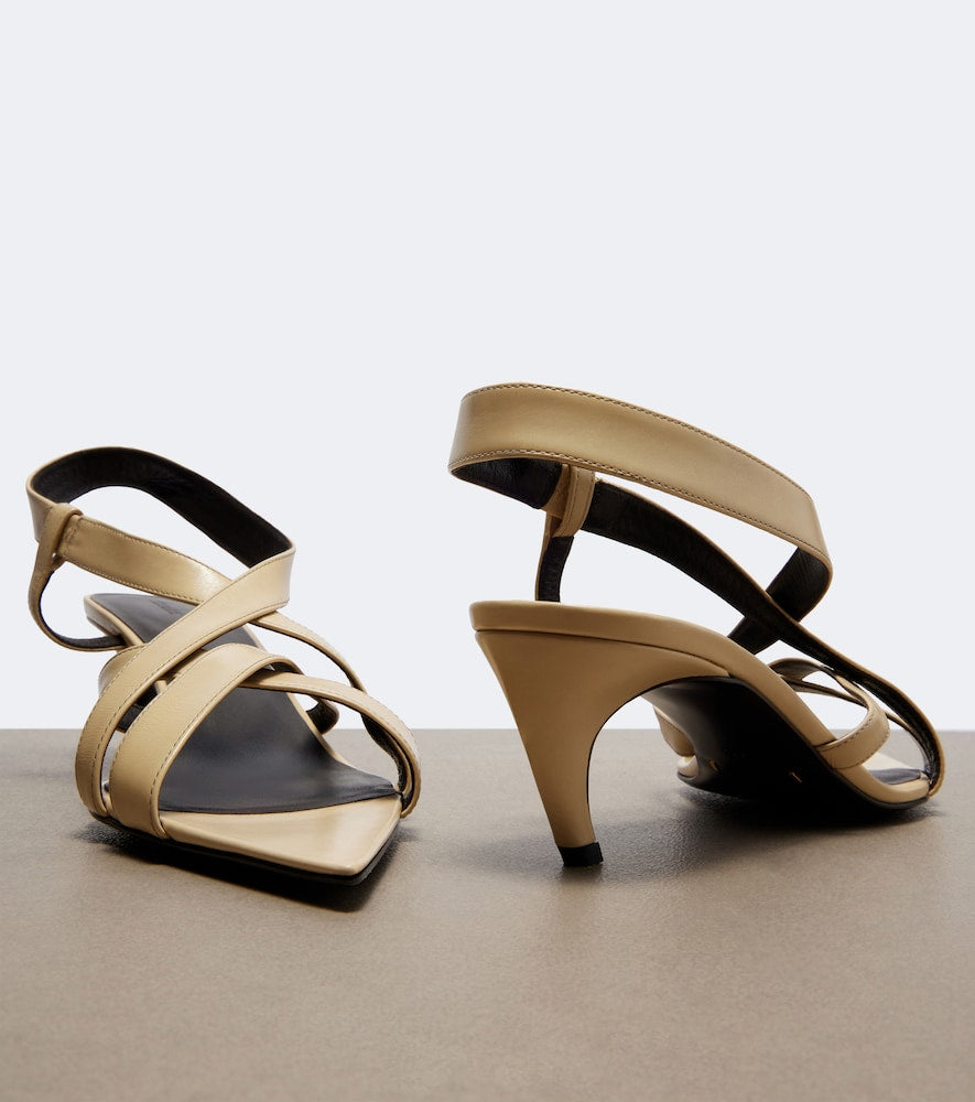 Khaite Sadie leather slingback sandals (Beige) - Mid Heel Pumps