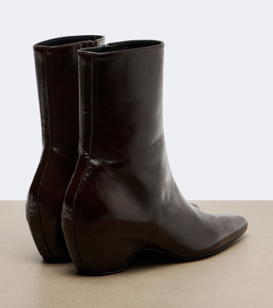 Khaite Sybil leather ankle boots - Brown Mid Heel Boots