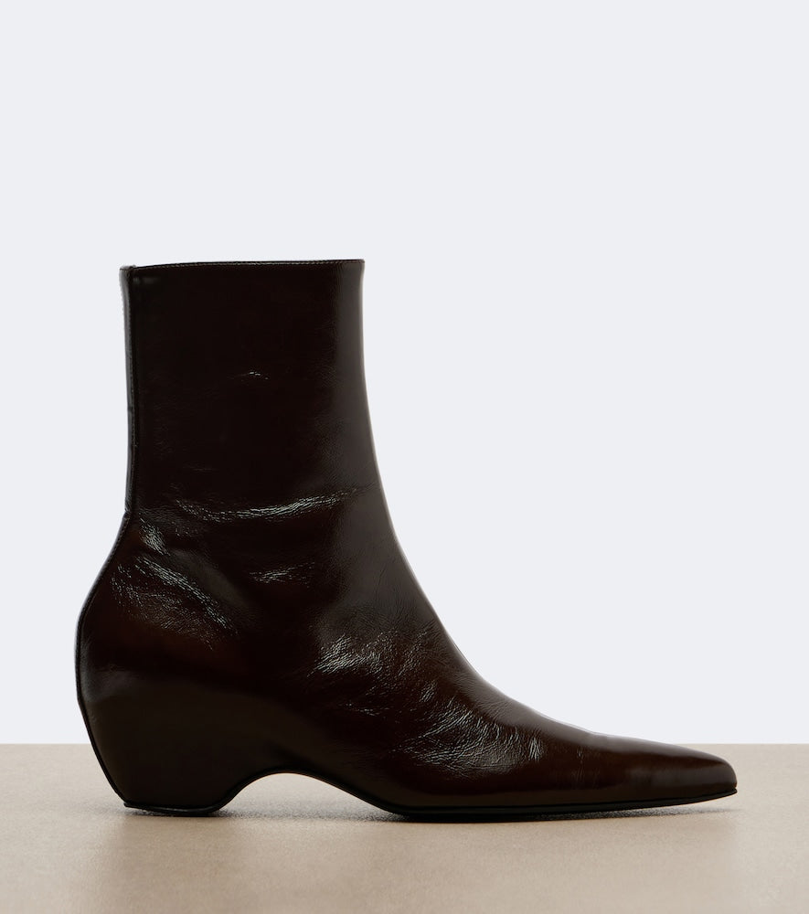 Khaite Sybil leather ankle boots - Brown Mid Heel Boots
