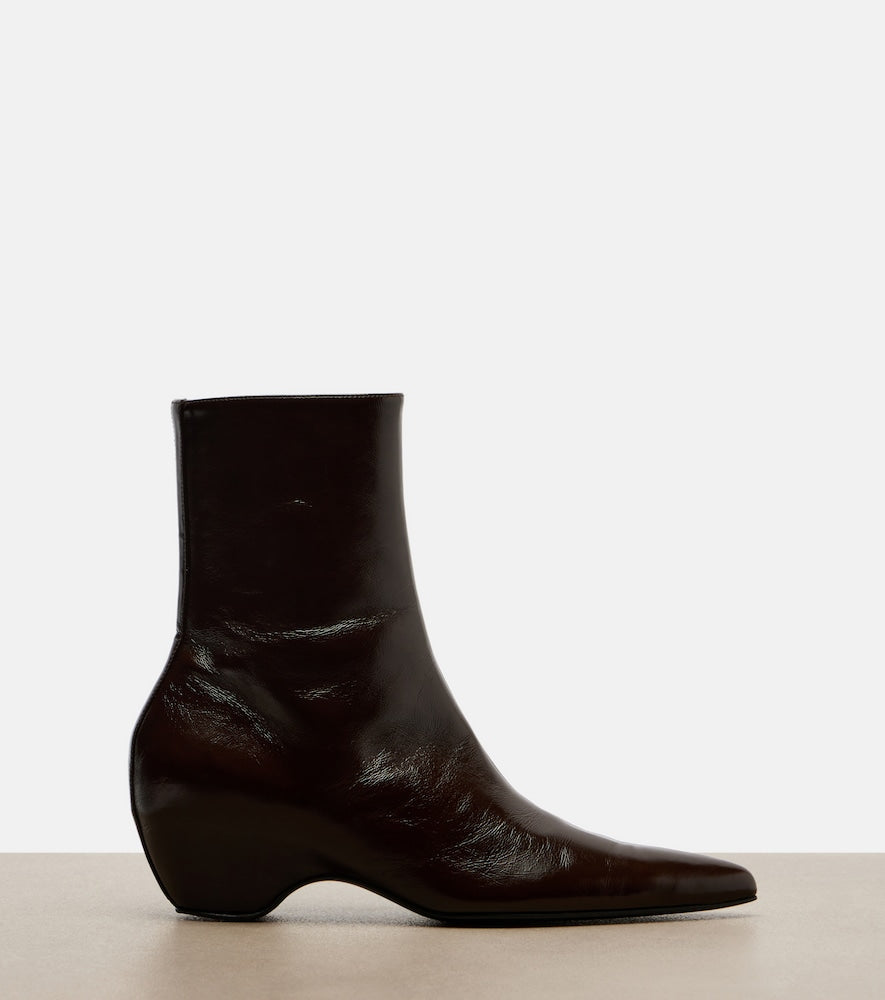 Khaite Sybil leather ankle boots - Brown Mid Heel Boots
