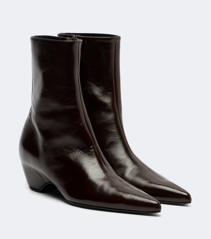 Khaite Sybil leather ankle boots - Brown Mid Heel Boots