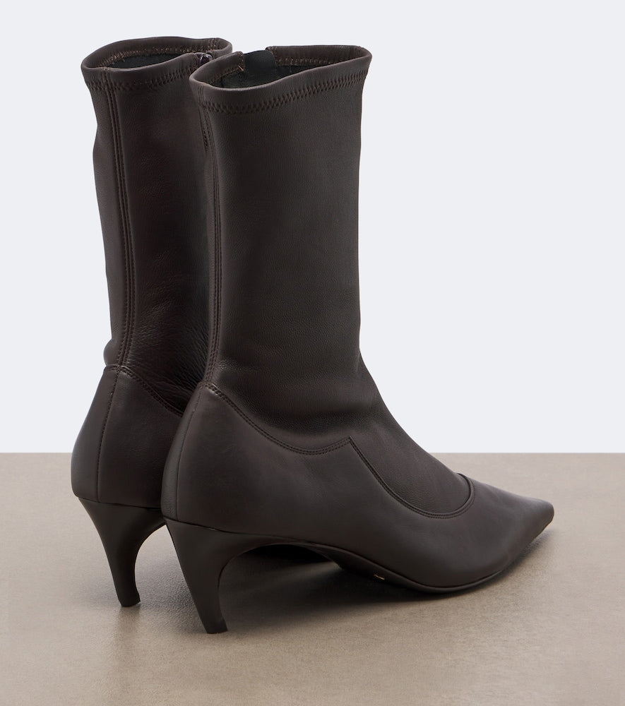 Brown Khaite Valerie leather mid-calf boots - Mid Heels