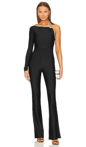 Khanums X Revolve Single Sleeve Jumpsuit in Black - Khanums X Revolve - Combinaison à manches simples en noir - Khanums X Revolve 黑色单袖连身裤 - Khanums X Revolve Einärmeliger Overall in Schwarz - Khanums X Revolve 싱글 슬리브 점프수트블랙 색상 - Tuta a manica singola Khanums X Revolve in nero