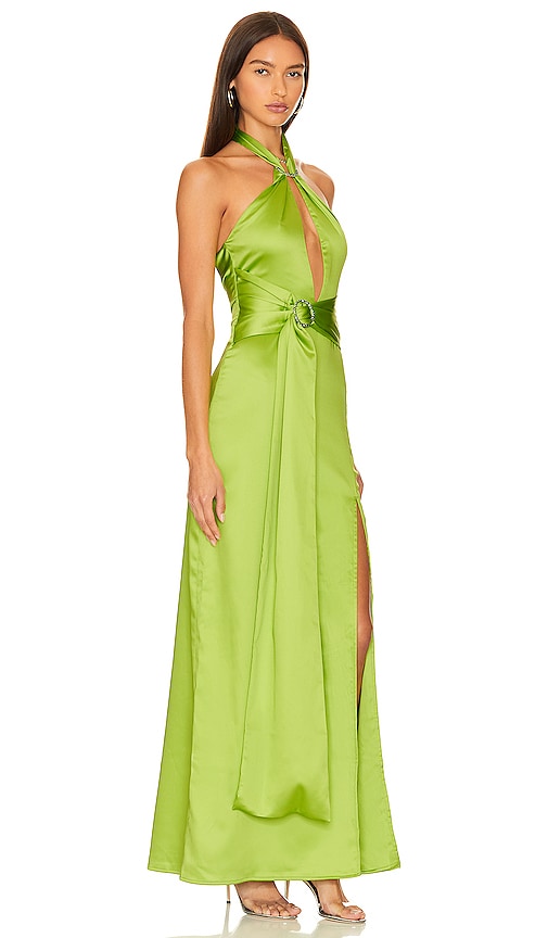 Khanums X Rrevolve Kenisei Halter Gown in Green