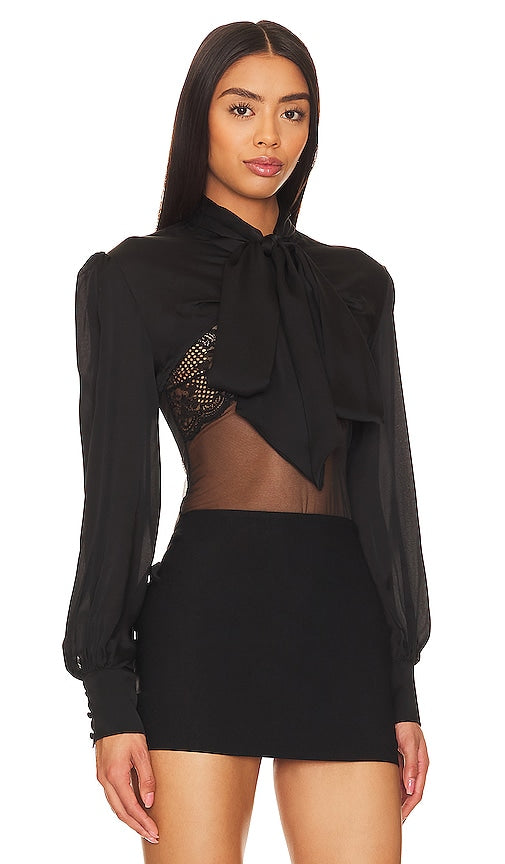 Kiki de Montparnasse Pussy Bow Shrug in Black