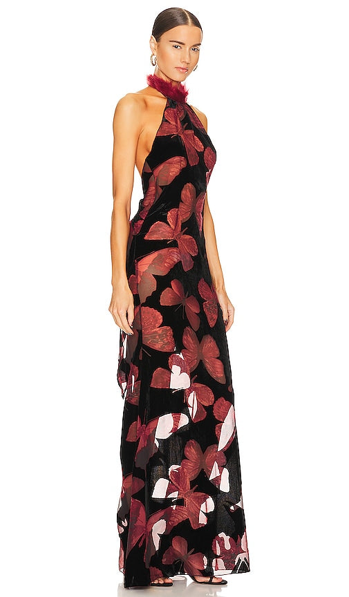 Kim Shui Butterfly Velvet Gown in Black