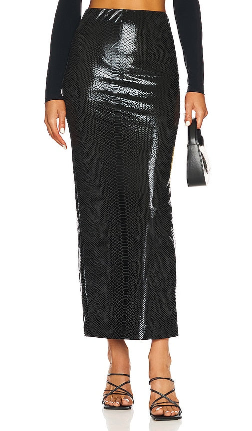 Kim Shui Croc Stretch Skirt in Black - Jupe extensible croco Kim Shui en noir - Kim Shui 黑色鳄鱼纹弹力半身裙 - Kim Shui Kroko-Stretchrock in Schwarz - Kim Shui 크록 스트레치 스커트 - Gonna elasticizzata in coccodrillo Kim Shui in nero