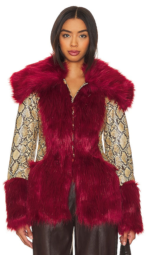 Kim Shui Snakeskin Coat in Wine