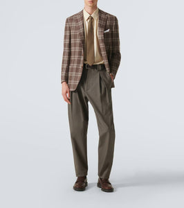 Kiton Checked wool, silk and linen blazer