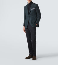 Kiton Houndstooth wool, silk, and linen blazer