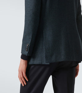 Kiton Houndstooth wool, silk, and linen blazer