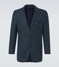 Kiton Houndstooth wool, silk, and linen blazer