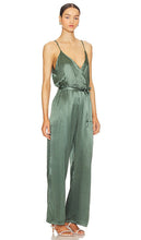 LA Made Fleur Belted Silky Jumpsuit in Green