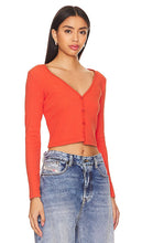 LA Made Sasha Button Up Crop Cardi in Coral