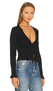 LA Made Sweet Serenade Ruffle Cardigan in Black
