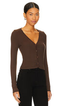 LA Made Sweet V Cardi in Chocolate