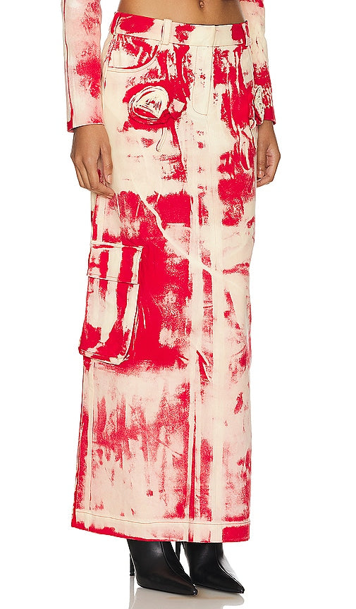 LADO BOKUCHAVA Cargo Garden Skirt in Red