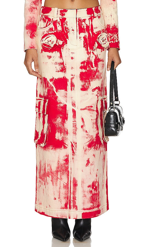 LADO BOKUCHAVA Cargo Garden Skirt in Red - LADO BOKUCHAVA Jupe de jardin cargo en rouge - LADO BOKUCHAVA 红色工装花园半身裙 - LADO BOKUCHAVA Cargo-Gartenrock in Rot - LADO BOKUCHAVA 카고 가든 스커트 - Gonna da giardino cargo LADO BOKUCHAVA in rosso