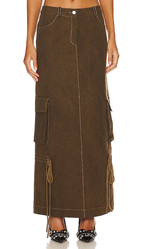 LADO BOKUCHAVA Cargo Maxi Skirt in Brown - LADO BOKUCHAVA Jupe longue cargo en marron - LADO BOKUCHAVA 棕色工装长裙 - LADO BOKUCHAVA Cargo-Maxirock in Braun - LADO BOKUCHAVA 카고 맥시 스커트 - Gonna maxi cargo LADO BOKUCHAVA in marrone