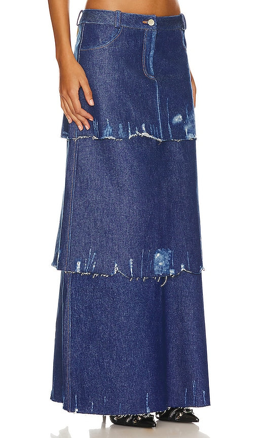 LADO BOKUCHAVA Ocean Skirt in Blue
