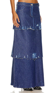 LADO BOKUCHAVA Ocean Skirt in Blue