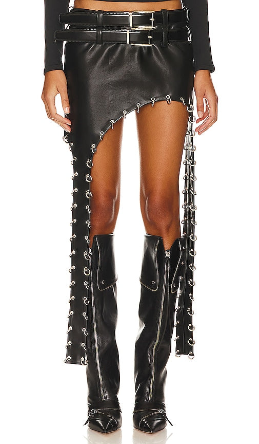 LADO BOKUCHAVA Petal Faux Leather Skirt in Black - LADO BOKUCHAVA Jupe Pétale en Simili Cuir en Noir - LADO BOKUCHAVA 黑色花瓣人造皮革半身裙 - LADO BOKUCHAVA Blütenblatt-Kunstlederrock in Schwarz - LADO BOKUCHAVA 페탈 인조 가죽 스커트블랙 색상 - Gonna LADO BOKUCHAVA in ecopelle petalo in nero