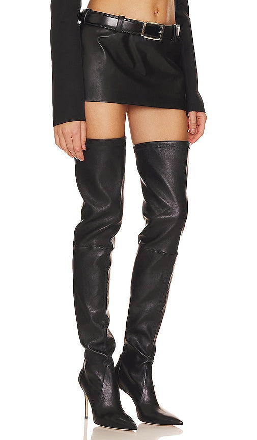 LADO BOKUCHAVA Twentythree Faux Leather Skirt in Black